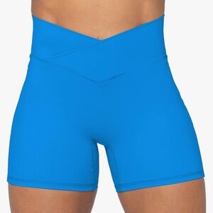 High Waist Blue Biker Shorts